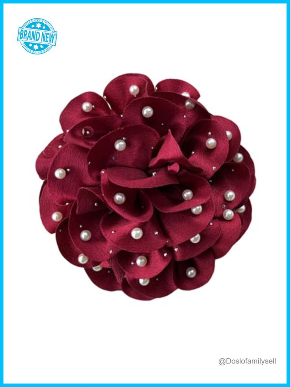 Oversized floral brooch with pearl center and pin-clip back